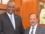 NSA Ajit Doval and US secretary of defence Lloyd Austin in New Delhi on Monday. NSA Ajit Doval and US secretary of defence Lloyd Austin in New Delhi on Monday.