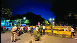 Barricades at the JNU main gate on Tuesday night. (HT PHOTO) Barricades at the JNU main gate on Tuesday night. (HT PHOTO)