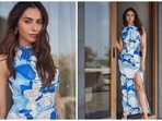 Rakul Preet loves all things fashion and knows how to impress the style gods with her sartorial wardrobe choices. The actor was recently clicked while promoting her film I Love You in a blue floral printed bodycon dress. (Instagram/@rakulpreet) Rakul Preet loves all things fashion and knows how to impress the style gods with her sartorial wardrobe choices. The actor was recently clicked while promoting her film I Love You in a blue floral printed bodycon dress. (Instagram/@rakulpreet)
