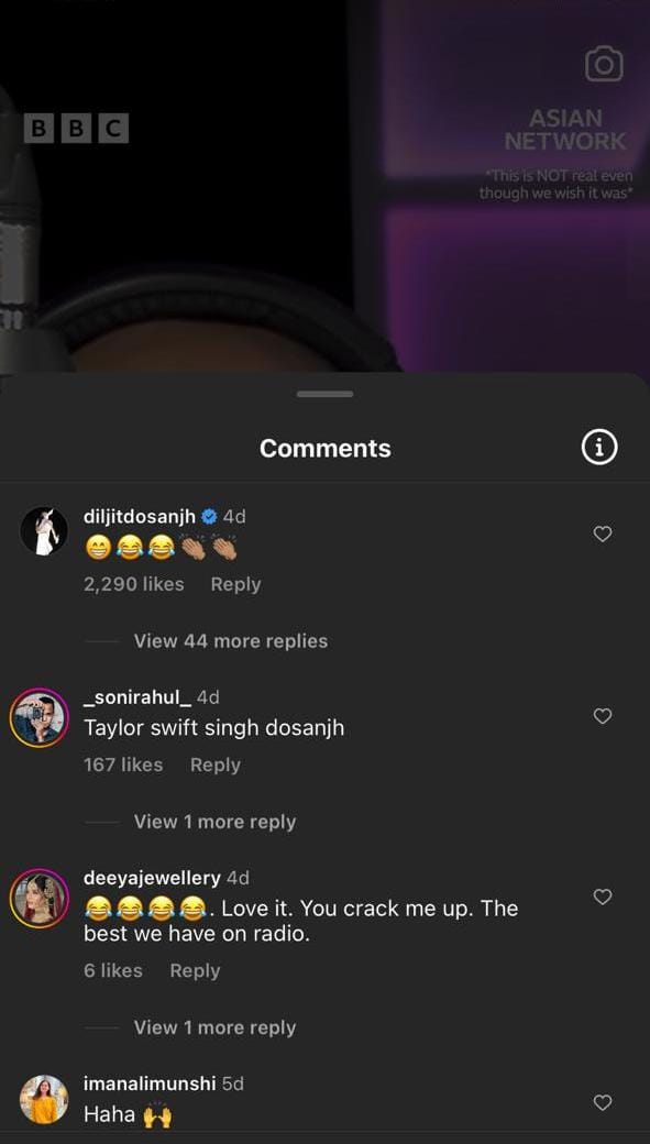 Diljit Dosanjh commented on a video on Instagram about his rumoured linkup with Taylor Swift. Diljit Dosanjh commented on a video on Instagram about his rumoured linkup with Taylor Swift.