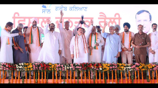 Nadda said the PM was working hard to build a strong image of the country but Gandhi, on the other hand, was trying to bring a bad name to it. (HT Photo) Nadda said the PM was working hard to build a strong image of the country but Gandhi, on the other hand, was trying to bring a bad name to it. (HT Photo)