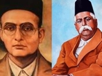 Hindutva ideologue VD Savarkar (Left) and Rashtriya Swayamsevak Sangh (RSS) founder KB Hedgewar (Right) Hindutva ideologue VD Savarkar (Left) and Rashtriya Swayamsevak Sangh (RSS) founder KB Hedgewar (Right)