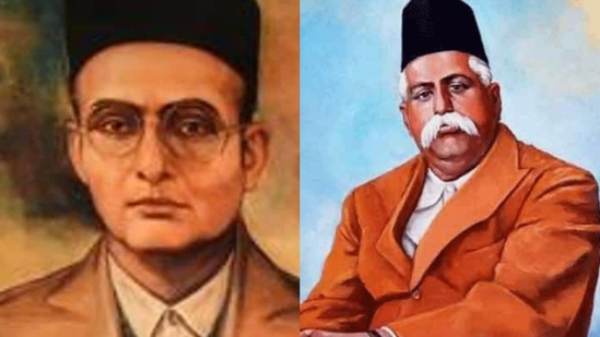 Hindutva ideologue VD Savarkar (Left) and Rashtriya Swayamsevak Sangh (RSS) founder KB Hedgewar (Right) Hindutva ideologue VD Savarkar (Left) and Rashtriya Swayamsevak Sangh (RSS) founder KB Hedgewar (Right)