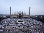 Muslims offer their namaz at Jama Masjid on the occasion of EidAlAdha, in New Delhi. (HT Photo by Sanjeev Verma) Muslims offer their namaz at Jama Masjid on the occasion of EidAlAdha, in New Delhi. (HT Photo by Sanjeev Verma)