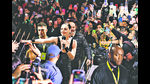 Actor Gal Gadot makes her way through a crowd of over 10,000 fans at the event in Sao Paulo. (Vans Bumbeers / Netflix) Actor Gal Gadot makes her way through a crowd of over 10,000 fans at the event in Sao Paulo. (Vans Bumbeers / Netflix)