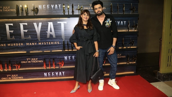 Maniesh Paul with wife Sanyukta Paul at Neeyat screening. He was last seen on the silver screen in Jugjugg Jeeyo. He recently saw the release of his show Rafuchakkar.