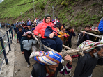 According to the officials, fresh batches of pilgrims were not allowed to leave Jammu to embark on their yatra due to closure of the Srinagar-Jammu National Highway. According to the officials, fresh batches of pilgrims were not allowed to leave Jammu to embark on their yatra due to closure of the Srinagar-Jammu National Highway.