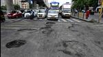 Irregular patches on both the north and south bound stretches leading up to the Dahisar toll plaza. (Vijay Bate/HT Photo) Irregular patches on both the north and south bound stretches leading up to the Dahisar toll plaza. (Vijay Bate/HT Photo)