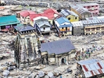 Rudraprayag,India,June 18:view of devastated Kedarnath temple surroundings due to rain fury on Sunday night,in Rudraprayag,India,June 18,2013. HT photo Rudraprayag,India,June 18:view of devastated Kedarnath temple surroundings due to rain fury on Sunday night,in Rudraprayag,India,June 18,2013. HT photo