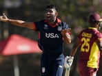 Saurabh Netravalkar appeals for a wicket during the ICC World Cup Qualifiers.(Getty) Saurabh Netravalkar appeals for a wicket during the ICC World Cup Qualifiers.(Getty)
