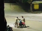 Screengrab of the video capturing two PRD jawans beating a disabled man in Deoria. Screengrab of the video capturing two PRD jawans beating a disabled man in Deoria.