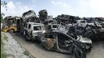 Vehicles torched by mobs at the Nuh bus stand on Tuesday. (Parveen Kumar/HT Photo) Vehicles torched by mobs at the Nuh bus stand on Tuesday. (Parveen Kumar/HT Photo)
