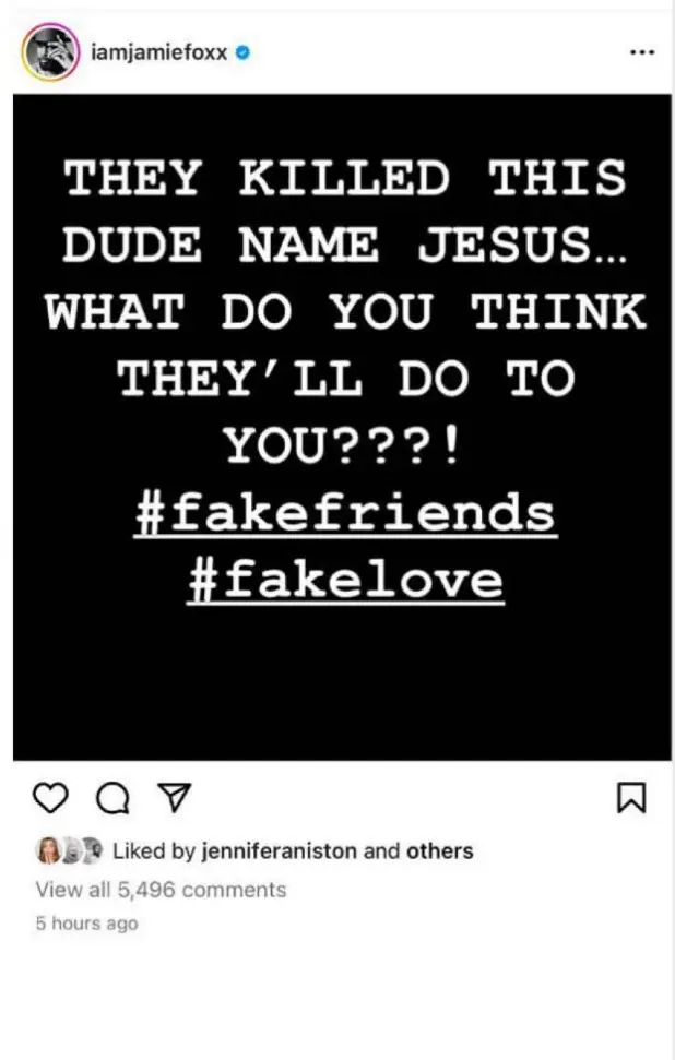 Jamie Foxx's cryptic post on Jesus has triggered severe backlash Jamie Foxx's cryptic post on Jesus has triggered severe backlash