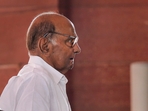 NCP chief Sharad Pawar at Parliament House complex during ongoing Monsoon session, in New Delhi.(PTI) NCP chief Sharad Pawar at Parliament House complex during ongoing Monsoon session, in New Delhi.(PTI)