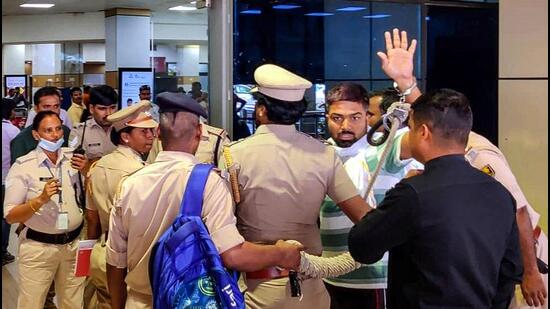 YouTuber Manish Kashyap at Patna airport while being taken to Tamil Nadu in March this year. (PTI) YouTuber Manish Kashyap at Patna airport while being taken to Tamil Nadu in March this year. (PTI)