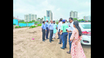 Kumar (Second from left) visited the site with other PMC officials. (HT PHOTO) Kumar (Second from left) visited the site with other PMC officials. (HT PHOTO)