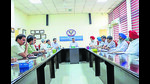 Officials during a meeting at Guru Angad Dev Veterinary and Animal Sciences University. (HT PHOTO) Officials during a meeting at Guru Angad Dev Veterinary and Animal Sciences University. (HT PHOTO)