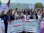 Pro-Pakistan Tehreek-e-Insaf (PTI) party lawyers shout slogans during a protest rally against the arrest of former Prime Minister Imran Khan, in Muzaffarabad(AFP) Pro-Pakistan Tehreek-e-Insaf (PTI) party lawyers shout slogans during a protest rally against the arrest of former Prime Minister Imran Khan, in Muzaffarabad(AFP)