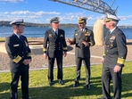 Vice admiral Dinesh Tripathi, commanding in chief of India's Western Naval Command, Vice admiral Saito Akira, commander in chief of Japan Self Defense Fleet, Rear admiral Christopher Smith, commander Australian Fleet and vice admiral Karl Thomas, commander of the US 7th Fleet attend to media as India, Japan, US, Australia will hold first Malabar naval exercise off Australia, Vice admiral Dinesh Tripathi, commanding in chief of India's Western Naval Command, Vice admiral Saito Akira, commander in chief of Japan Self Defense Fleet, Rear admiral Christopher Smith, commander Australian Fleet and vice admiral Karl Thomas, commander of the US 7th Fleet attend to media as India, Japan, US, Australia will hold first Malabar naval exercise off Australia,