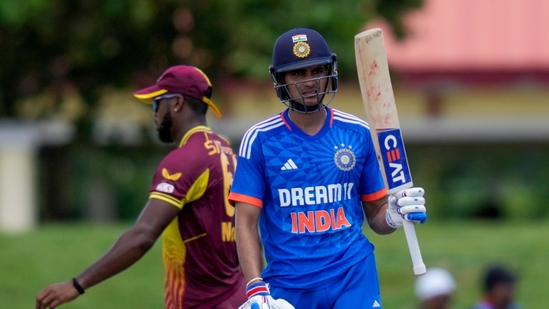 After the West Indies innings ended, it was all India as Gill and Jaiswal took their bowling apart. Gill scored 77 off 47 before falling to Romario Shepherd. (AP)
