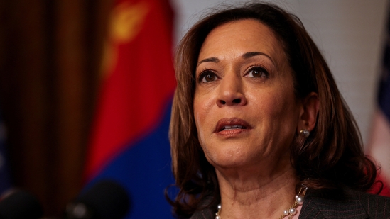 FILE PHOTO: U.S. Vice President Kamala Harris speaks with Mongolia’s Prime Minister Oyun-Erdene Luvsannamsrai at her ceremonial office, in the Eisenhower Executive Office Building, on the White House campus in Washington, U.S., August 2, 2023. REUTERS/Kevin Wurm/File Photo(REUTERS)