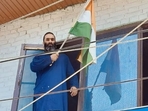 Rayees Mattoo, the brother of Hizbul terrorist Javid Mattoo, was seen hoisting the national flag at his residence in Jammu and Kashmir’s Sopore.(ANI) Rayees Mattoo, the brother of Hizbul terrorist Javid Mattoo, was seen hoisting the national flag at his residence in Jammu and Kashmir’s Sopore.(ANI)