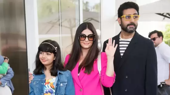 Aishwarya Rai with Abhishek Bachchan and Aaradhya Bachchan in Cannes. Aishwarya Rai with Abhishek Bachchan and Aaradhya Bachchan in Cannes.
