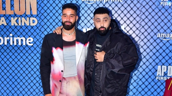 AP Dhillon poses with Badshah. The latter is currently one of the judges on the show, India's Got Talent. He recently sang the song Issa Vibe for Shahid Kapoor's film Bloody Daddy. 