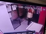 Screengrab of the video showing burglars entering into an ATM in Palghar. (Twitter) Screengrab of the video showing burglars entering into an ATM in Palghar. (Twitter)