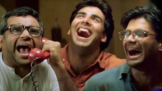 Paresh Rawal, Akshay Kumar and Suniel Shetty in a still from Hera Pheri Paresh Rawal, Akshay Kumar and Suniel Shetty in a still from Hera Pheri