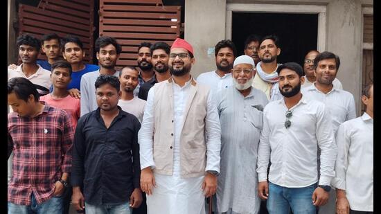 Suhaib Ansari, SP MLA from Mohammadabad and nephew of gangster-politician Mukhtar Ansari, campaigning for SP’s candidate Sudhakar Singh in Ghosi. (Sourced) Suhaib Ansari, SP MLA from Mohammadabad and nephew of gangster-politician Mukhtar Ansari, campaigning for SP’s candidate Sudhakar Singh in Ghosi. (Sourced)