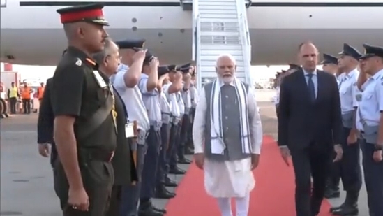 PM Modi being received in Greece's Athens on Friday. (ANI) PM Modi being received in Greece's Athens on Friday. (ANI)
