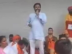 A screengrab of the Hindu mahapanchayat from a purported video shared by the Hindu Sena. (HT Photo) A screengrab of the Hindu mahapanchayat from a purported video shared by the Hindu Sena. (HT Photo)