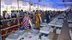 Polling officials carrying EVM and VVPAT machines. (HT PHOTO) Polling officials carrying EVM and VVPAT machines. (HT PHOTO)