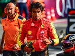 Ferrari's Spanish driver Carlos Sainz Jr (C) reacts after scoring pole position in the qualifying session, ahead of the Italian Formula One Grand Prix at Autodromo Nazionale Monza circuit(AFP) Ferrari's Spanish driver Carlos Sainz Jr (C) reacts after scoring pole position in the qualifying session, ahead of the Italian Formula One Grand Prix at Autodromo Nazionale Monza circuit(AFP)