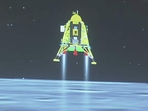 A view of Chandrayaan-3's Vikram Lander during its soft landing from the live telecast of the lander on the Moon's surface at Indian Space Research Organisation(ISRO)'s headquarters, in Bengaluru, India on August 23. (Isro) A view of Chandrayaan-3's Vikram Lander during its soft landing from the live telecast of the lander on the Moon's surface at Indian Space Research Organisation(ISRO)'s headquarters, in Bengaluru, India on August 23. (Isro)