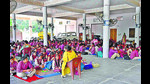 Seven classes of different grades are conducted simultaneously in the common hall of Baddowal Baba Deep Singh Ji Gurdwara. (HT Photo) Seven classes of different grades are conducted simultaneously in the common hall of Baddowal Baba Deep Singh Ji Gurdwara. (HT Photo)