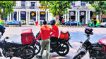 Delivery executives wait for orders in CP on Thursday. (HT PHOTO) Delivery executives wait for orders in CP on Thursday. (HT PHOTO)