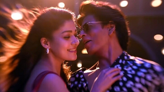 Nayanthara and Shah Rukh Khan in a still from Jawan. Nayanthara and Shah Rukh Khan in a still from Jawan.