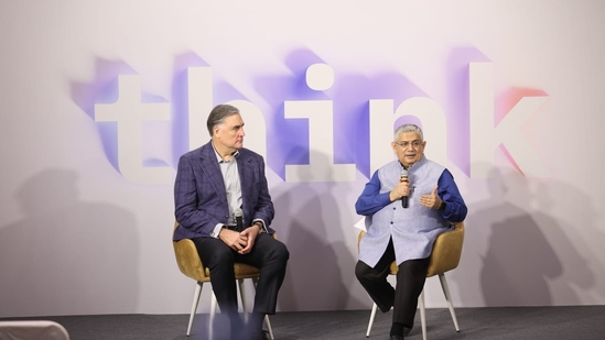 (Right) Sandip Patel, IBM's managing director India/South Asia with Paul Burton, general manager, Asia Pacific, IBM, at the Think 2023 in Mumbai.(IBM) (Right) Sandip Patel, IBM's managing director India/South Asia with Paul Burton, general manager, Asia Pacific, IBM, at the Think 2023 in Mumbai.(IBM)