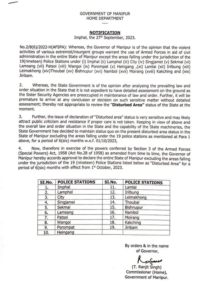 Notification on the declaration of 'disturbed area' status. Notification on the declaration of 'disturbed area' status.