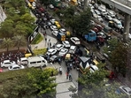 Vehicles stranded in a massive traffic congestion in Outer Ring Road corridor in Bengaluru on September 27, 2023.(Mahadevapura Task Force Mobility/ X) Vehicles stranded in a massive traffic congestion in Outer Ring Road corridor in Bengaluru on September 27, 2023.(Mahadevapura Task Force Mobility/ X)