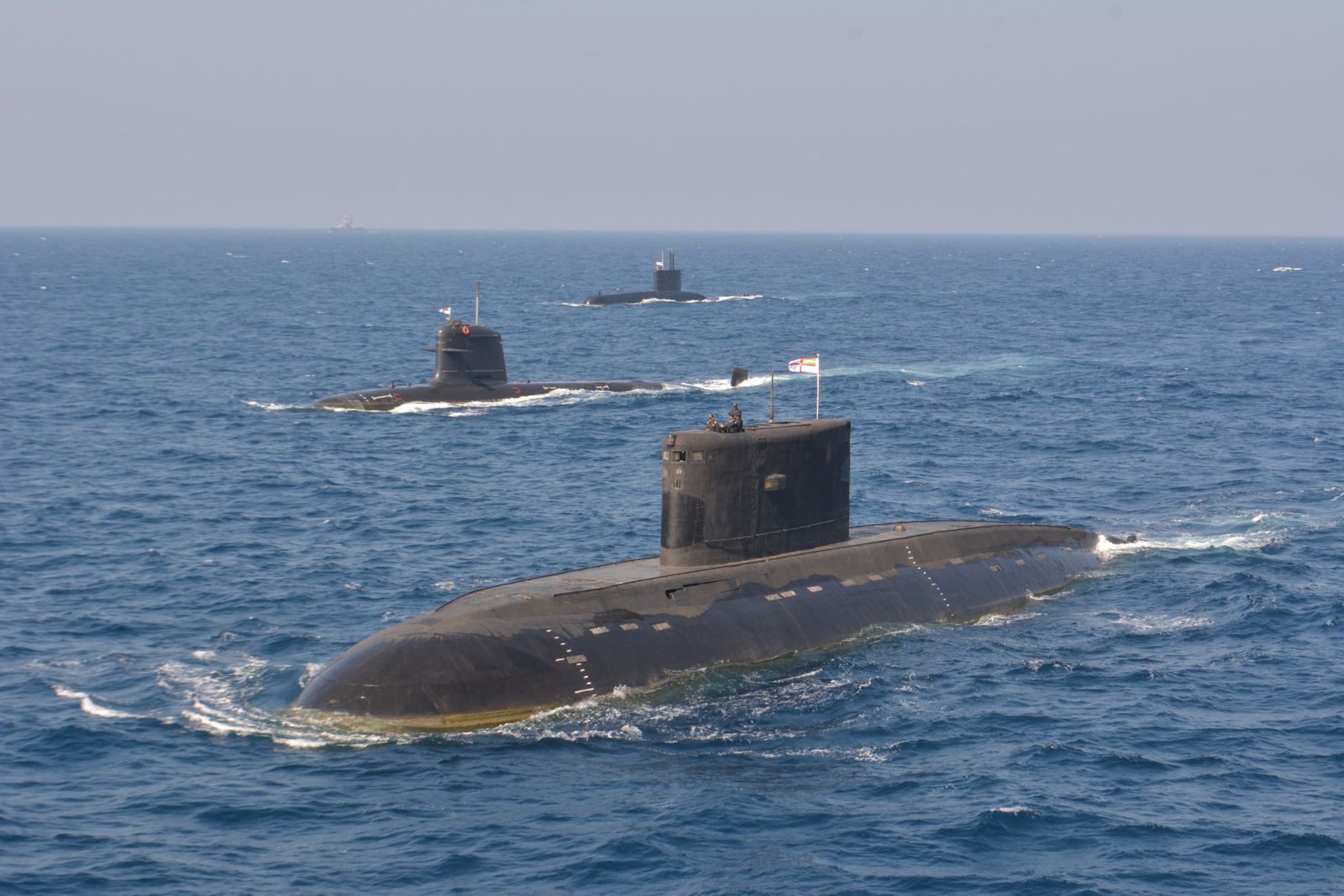 Indian Navy submarines on high seas. Indian Navy submarines on high seas.