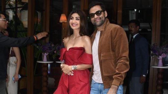 Shilpa Shetty and Abhay Deol happily posed together outside a restaurant on Saturday. The two attended a brunch as part of Hello! India's 16th anniversary celebration. 