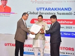 Uttarakhand chief minister Pushkar Singh Dhami at an event during the roadshow of Global Investors Summit in New Delhi on Wednesday. Uttarakhand chief minister Pushkar Singh Dhami at an event during the roadshow of Global Investors Summit in New Delhi on Wednesday.