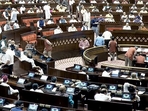 MPs in the Rajya Sabha following the voting on Women's Reservation Bill during the Special Session of Parliament, in New Delhi, last month.(ANI Photo/SansadTV) MPs in the Rajya Sabha following the voting on Women's Reservation Bill during the Special Session of Parliament, in New Delhi, last month.(ANI Photo/SansadTV)