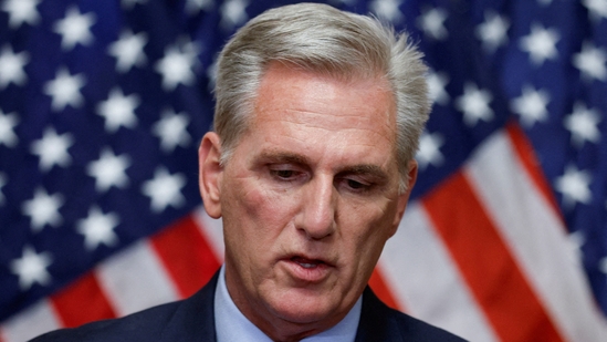 FILE PHOTO: Former Speaker of the House Kevin McCarthy (R-CA) speaks to reporters after he was ousted from the position of Speaker by a vote of the House of Representatives at the U.S. Capitol in Washington, U.S. October 3, 2023. REUTERS/Jonathan Ernst TPX IMAGES OF THE DAY/File Photo(REUTERS)