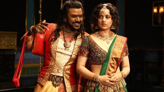 Raghava Lawrence and Kangana Ranaut in a still from Chandramukhi 2. Raghava Lawrence and Kangana Ranaut in a still from Chandramukhi 2.
