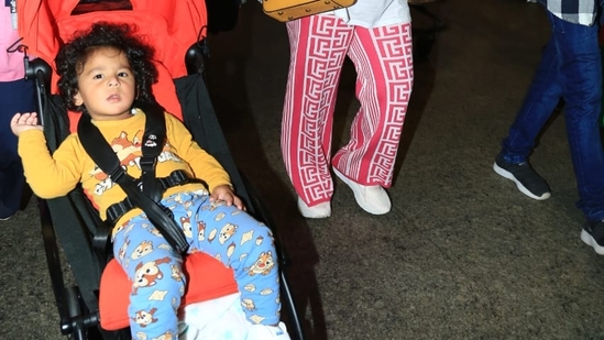Bharti Singh's son Laksh, lovingly called Gola, looked tired and half asleep as they returned from Doha at odd hours. Bharti had hosted the event which had all from Kiara Advani, Varun Dhawan, Tiger Shroff to Shahid Kapoor as performers. 