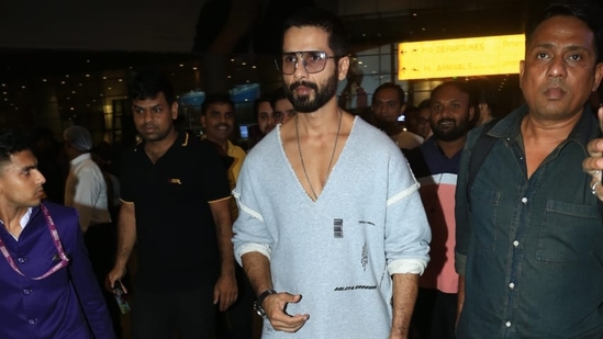 Shahid Kapoor was in grey casuals as he returned from Doha. He danced to his hit songs like Kaise Hua and Mauja Mauja at the Entertainer No 1 event. He will now be seen with Kriti Sanon in a yet-untitled film. 